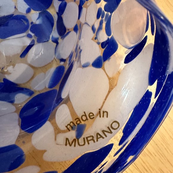 Blue and White Heart-Shaped Made in Murano Dish/Bowl 5.5 in X 2 in - Picture 2 of 3